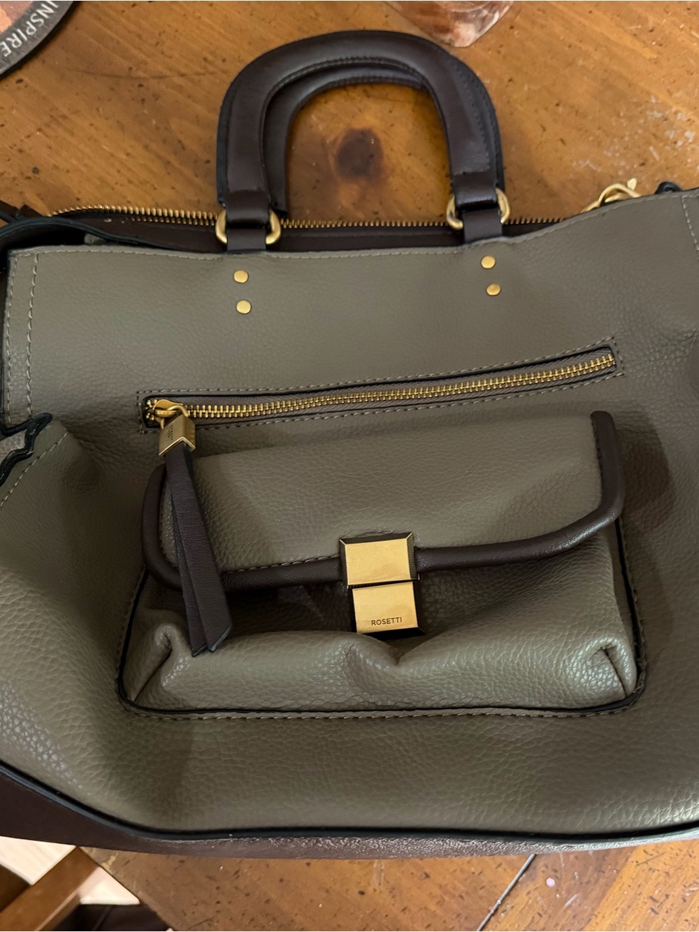 Rosetti Satchel with Dark Brown Trim and Gold Hardware